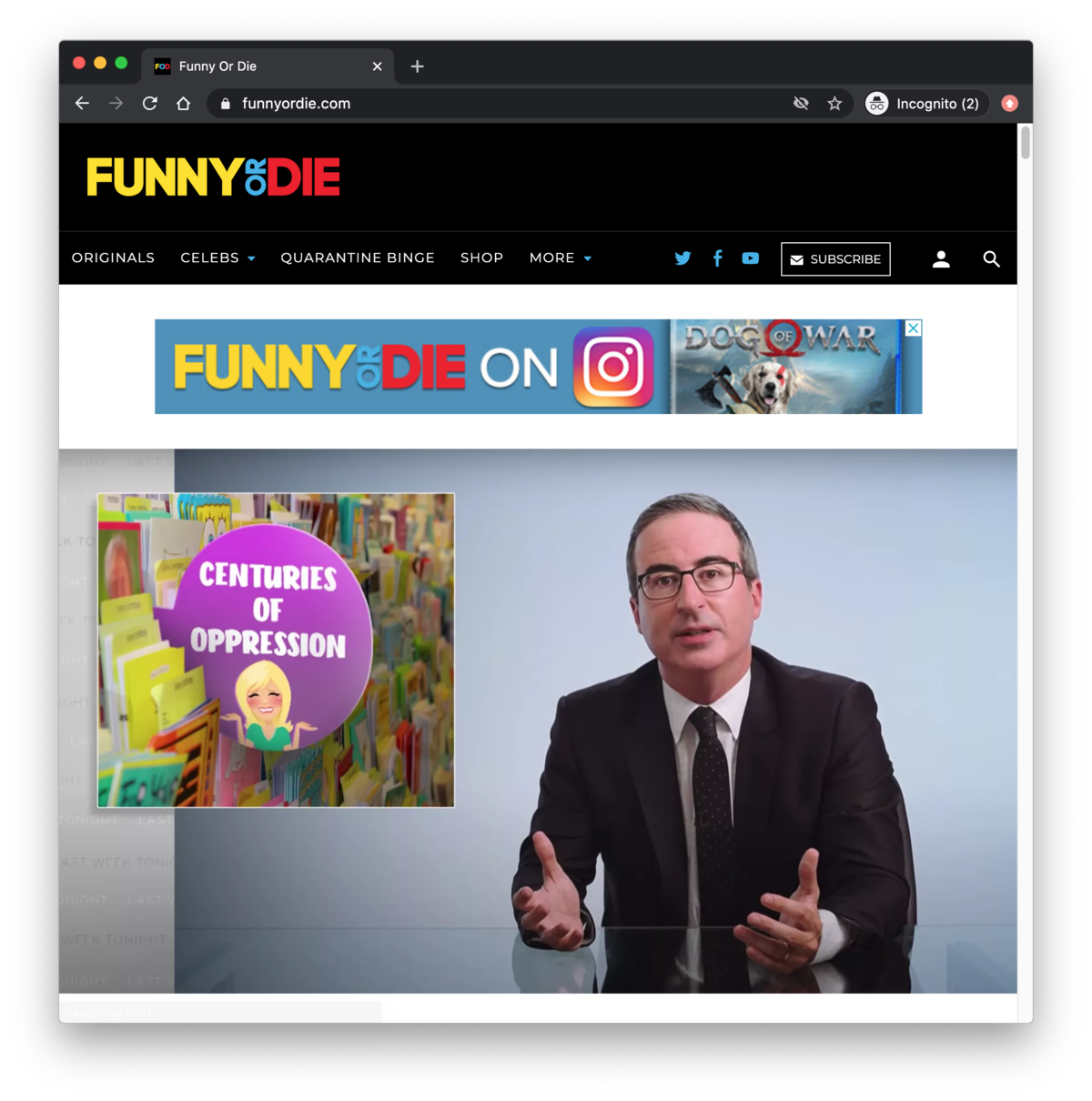 Funny or Die home page