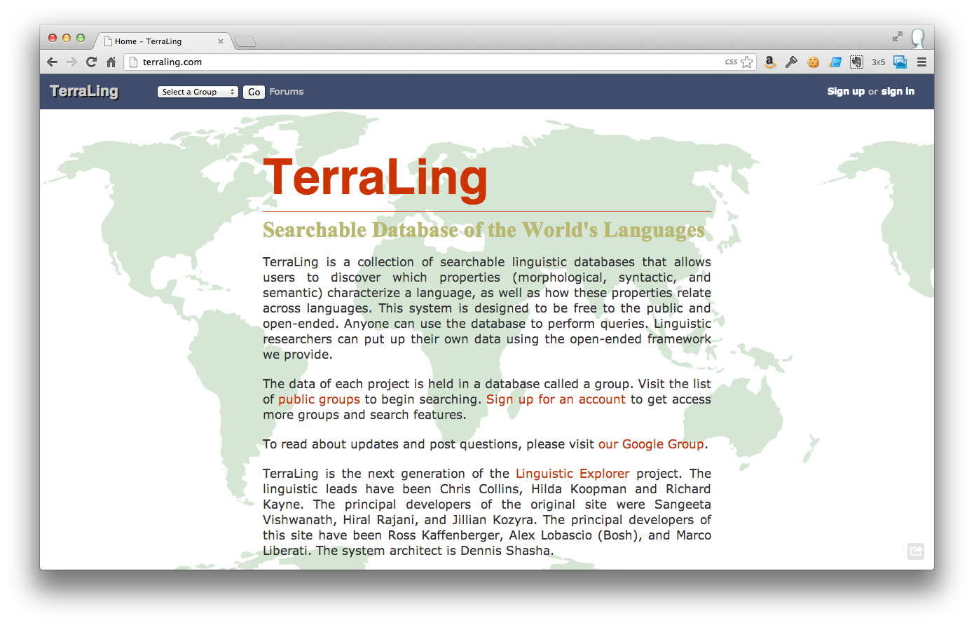 Terraling: searchable database of the world's languages