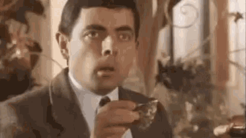 Mr. Bean is shocked